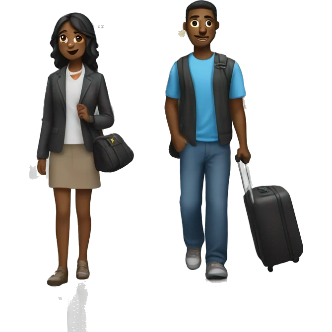 Bo and girl at the airport  emoji