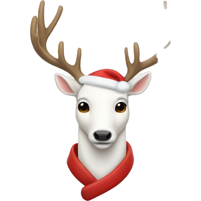 White deer with santa emoji