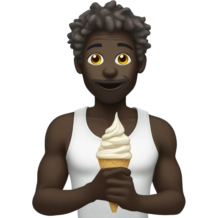dark skin dreadhead eating ice cream emoji