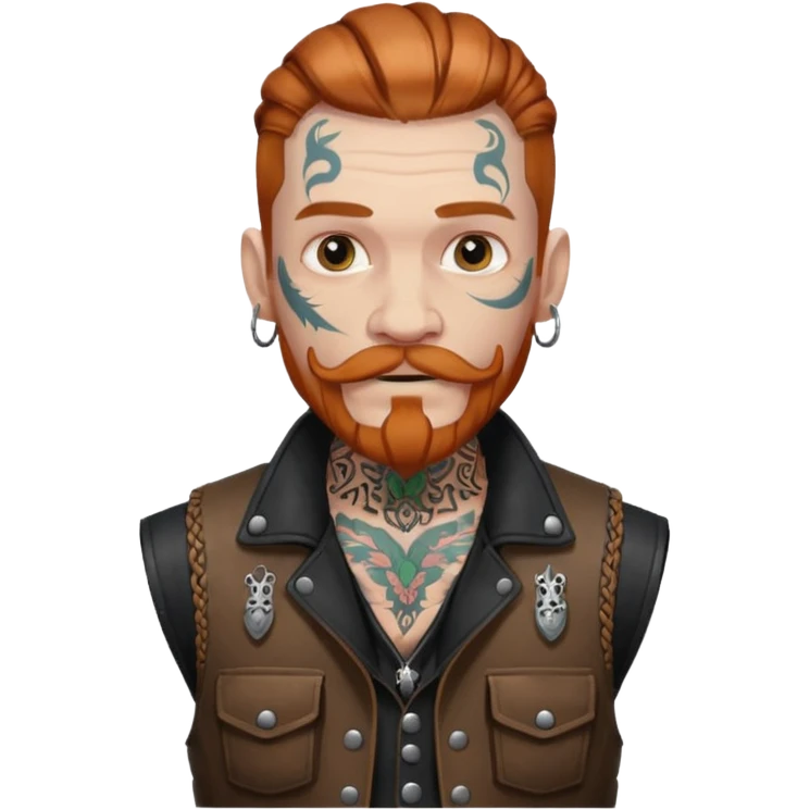 dark ginger braids man very white mustache old very tattoed with the whitest mustache ever emoji