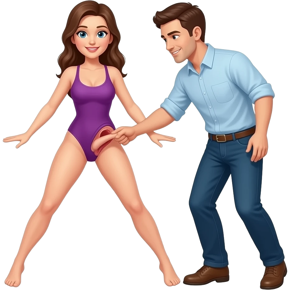 Woman with legs wide open and man sticking penis inside vagina emoji