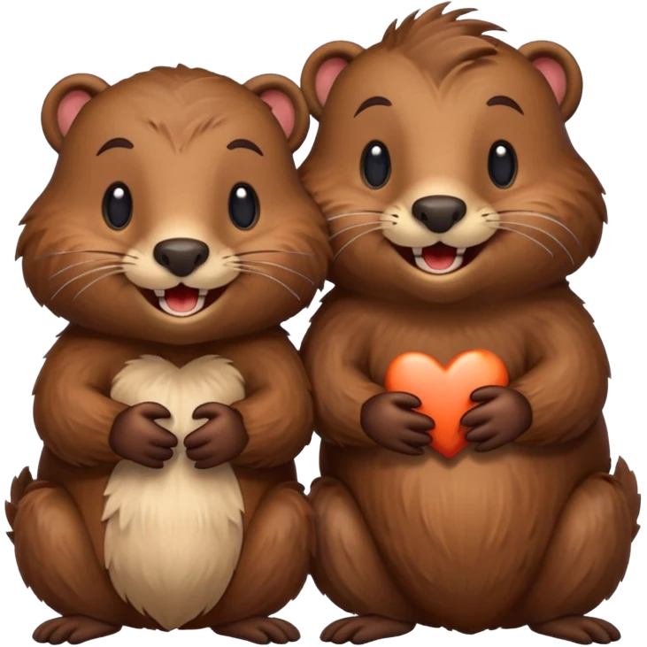 beavers in love (show their beaver teeth and tail) emoji