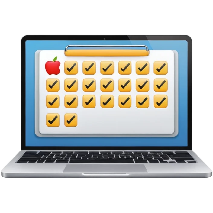 apple style emoji of a laptop showing a checklist of work tasks emoji