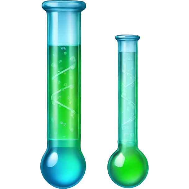 Test tube two phase, green blue emoji
