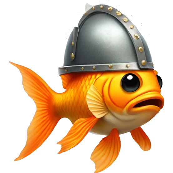 Goldfish wearing Viking helmet emoji