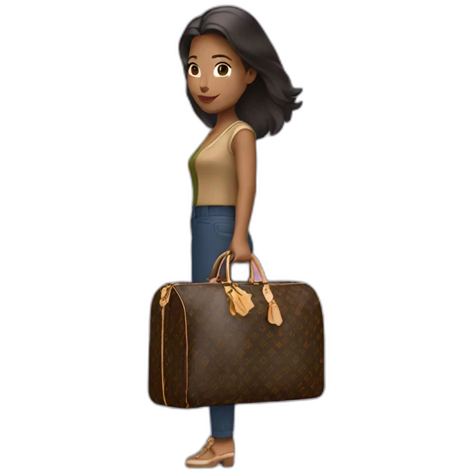 woman holding louis Vuitton travel bag emoji