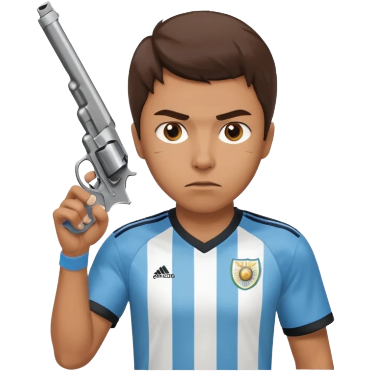 haz un turro con una biszera para atras y con un arma remera argentina pero arma de fuego que tenga un revolver  solo emoji