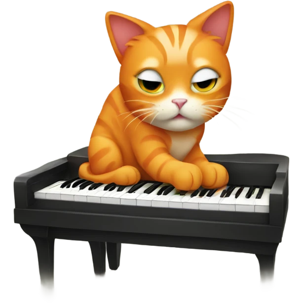 Orange cat playing piano emoji