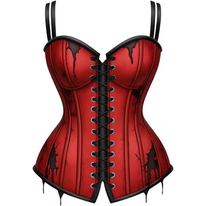 Torn silk corset with dried blood marks, gothic erotic relic emoji