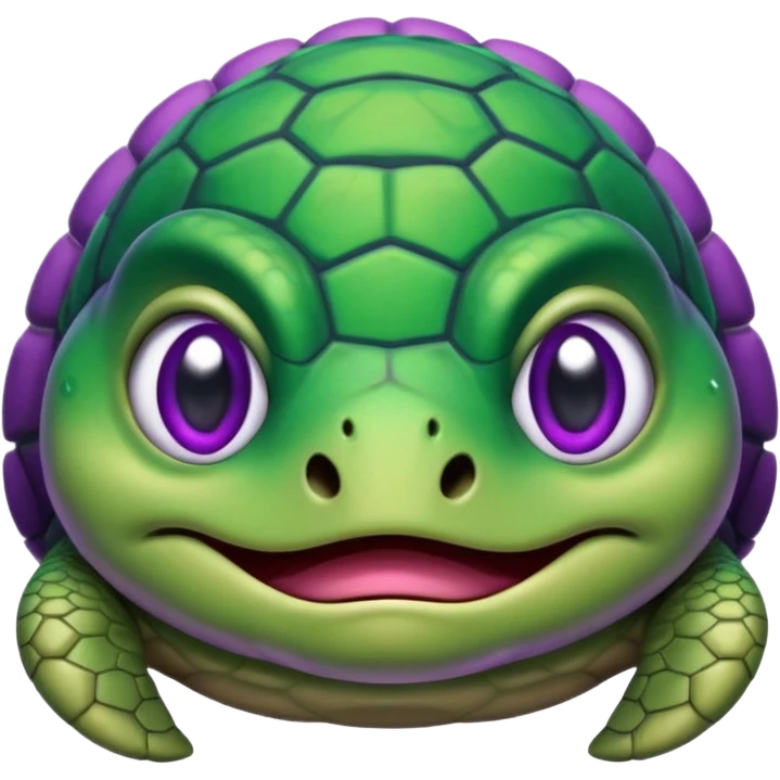 Crying almost sobbing turtle wearing purple emoji
