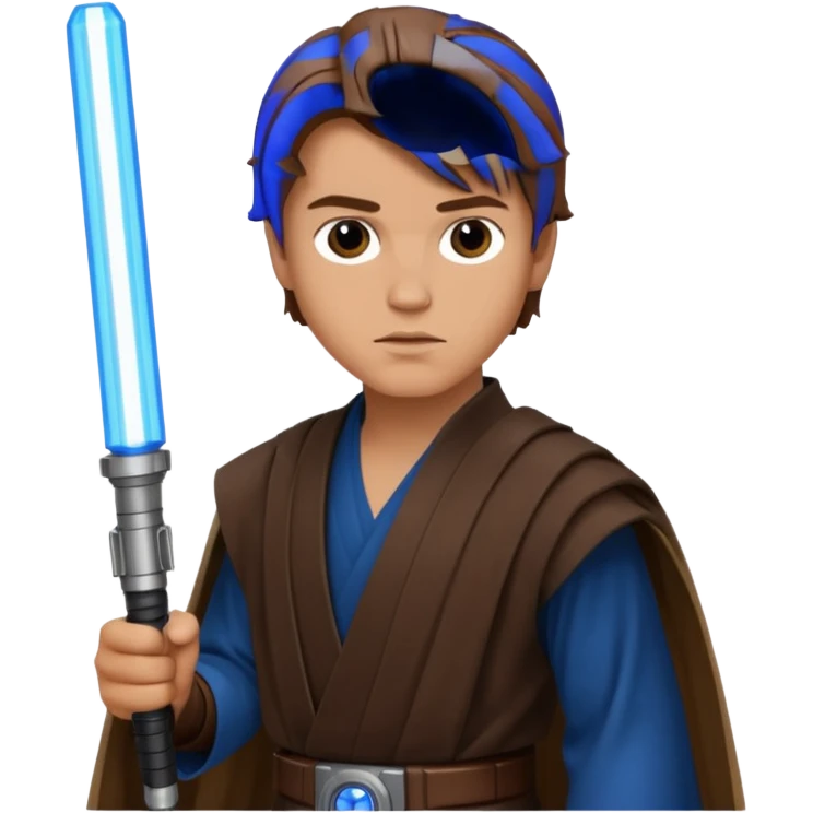 star wars Jedi Knight Anakin with blue lightsaber emoji