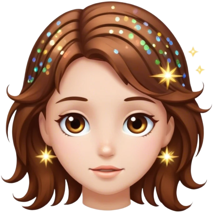 girl w sparkles around her brown hair emoji