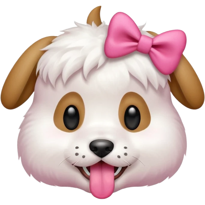 This puppy HEAD 🐶 with a pink bow and tongue out, please in apple ios emoji stylem not fluffy!! emoji