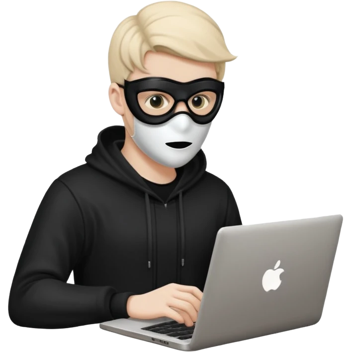 hacker with mask using laptop emoji