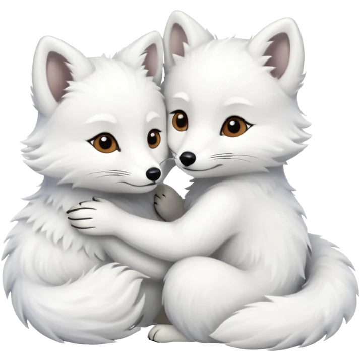 But white and arctic fox embracing emoji