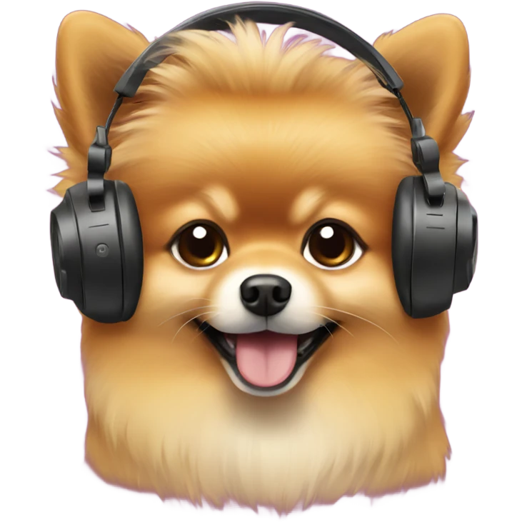 pomeranian wearing headphones emoji