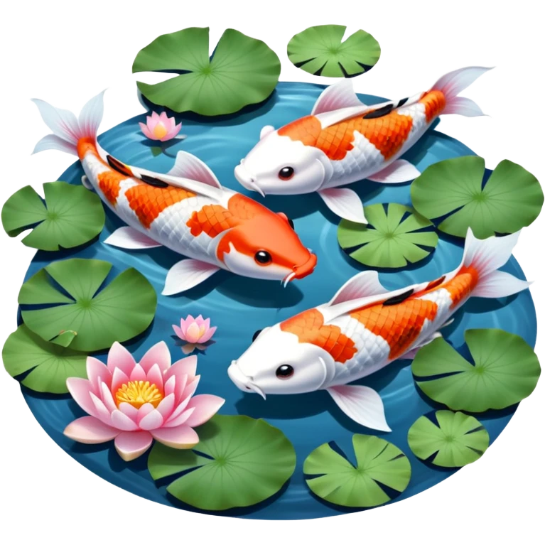 romantic koi and lotus pond emoji