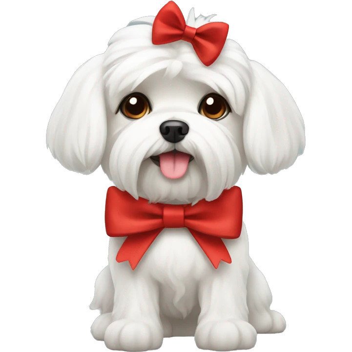 Maltese dog wearing a red bow  emoji