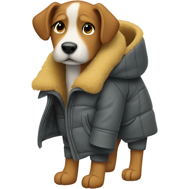 Dog wearing a coat and boots emoji