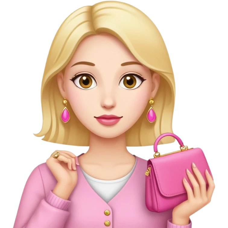 woman with gold earrings holding a pink purse emoji