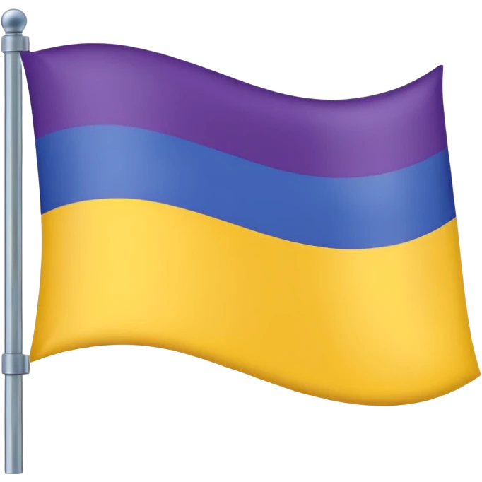 Bandera color azul amarillo morado y verde, seccionada en 4 emoji
