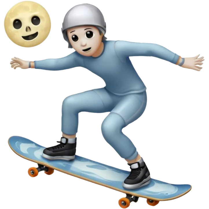  ghost skater boi sk8 boarding under a moon emoji