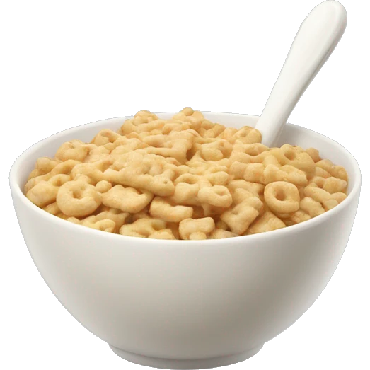 Wheetabix, a British cereal made of wheat, in a bowl with milk emoji