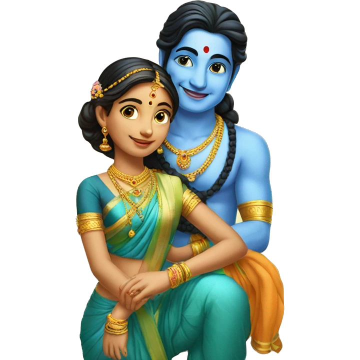 Girl with krishna ji emoji
