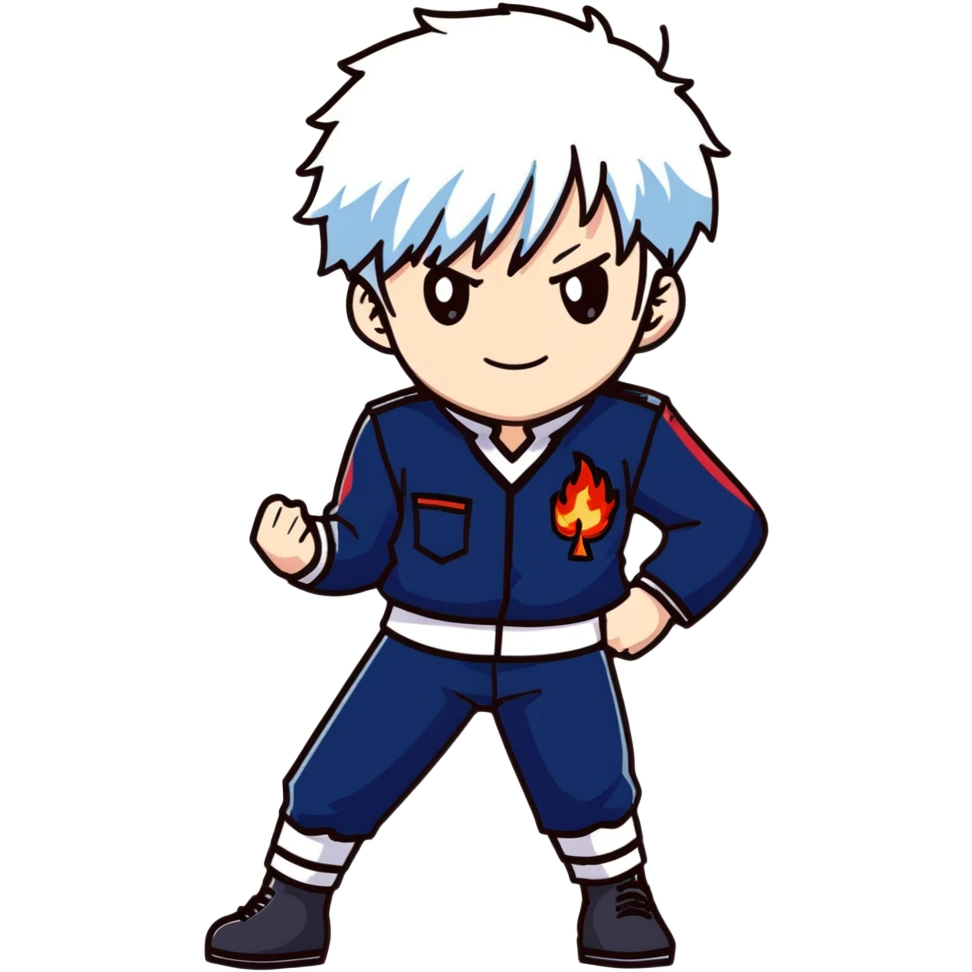 Shoto Todoroki using his ice and fire quirk, half red half white hair, school uniform from UA High emoji