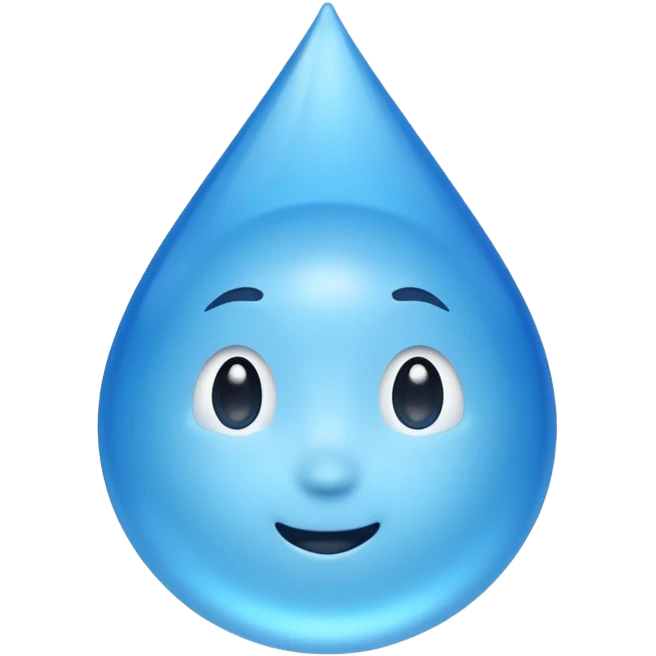 A single water droplet emoji, glossy and smooth, cartoonish, vibrant blue color, high detail, simple and cute design, without facial features, isolated on white background, centered compositio

 emoji