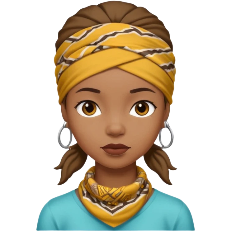 African American girl thats a bit skinny with bandanna on head emoji
