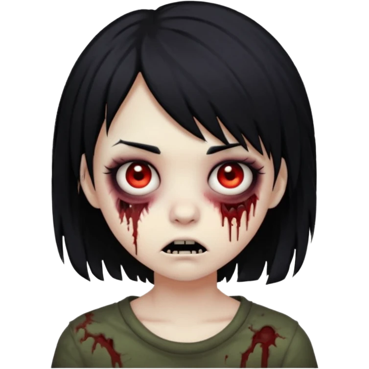 girl, zombie, black hair, short, emo, shaggy, dark, spooky, creepy, expression emoji emoji
