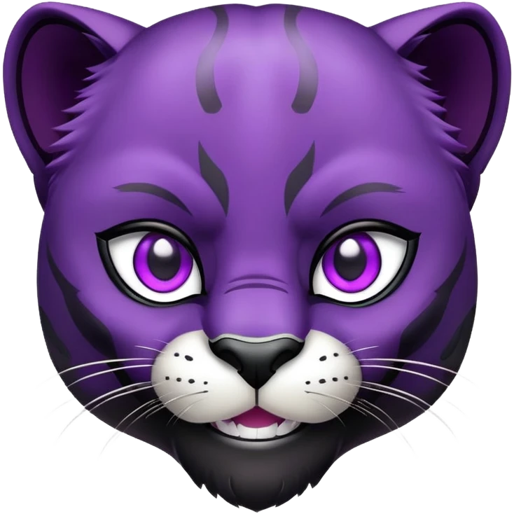 black panther with purple eyes, happy face emoji