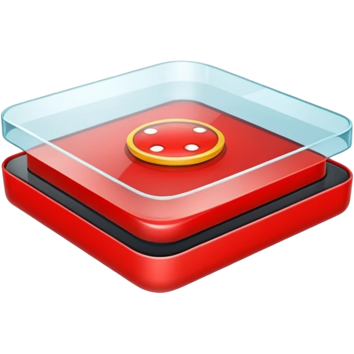 A big red round button under a square-shaped glass lid emoji