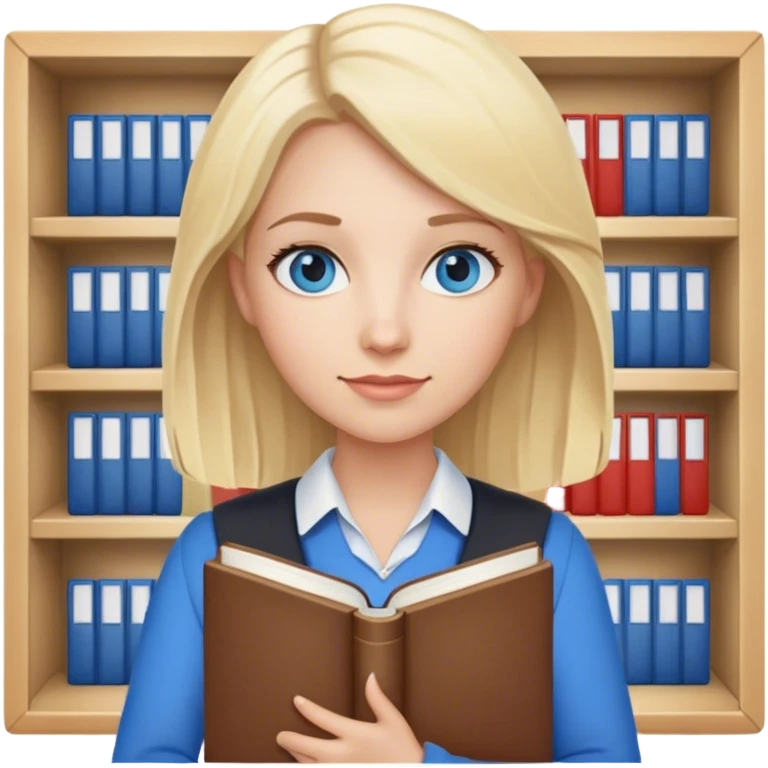 very blonde hair blue eyes teacher female holding books emoji