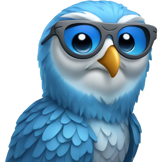 Blue owl with sunglas emoji
