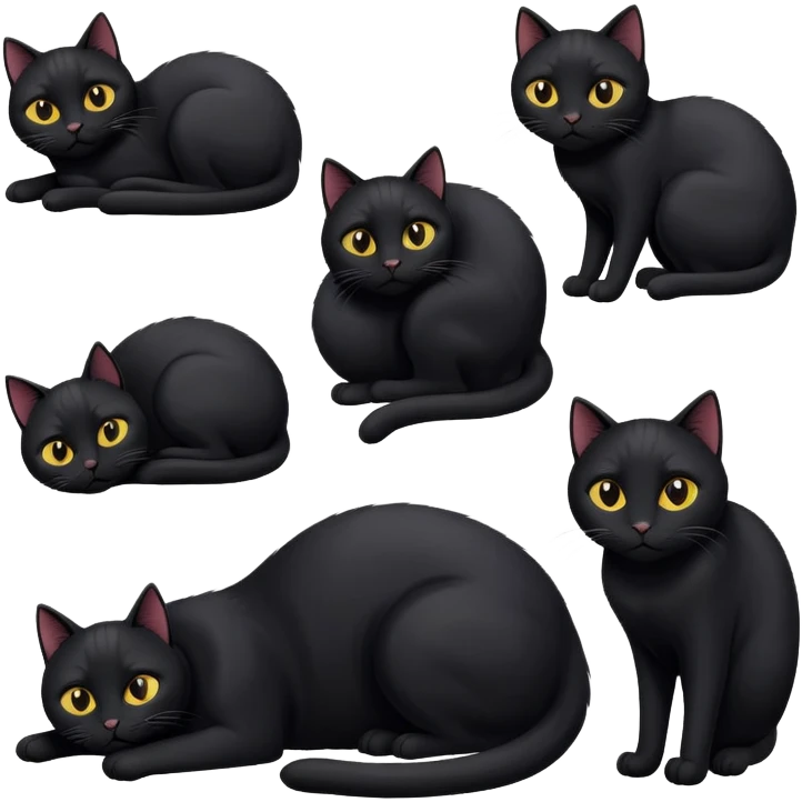 gere diferentes reações de um gato preto  emoji