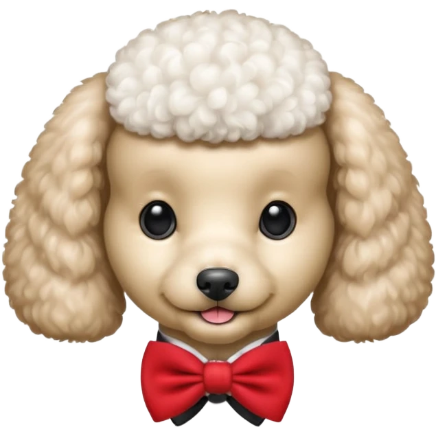 Poodle with red bow tie, half body emoji