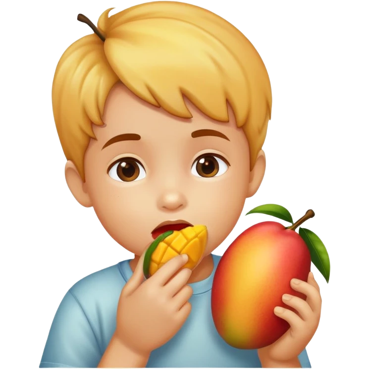 Ребёнок ест манго emoji