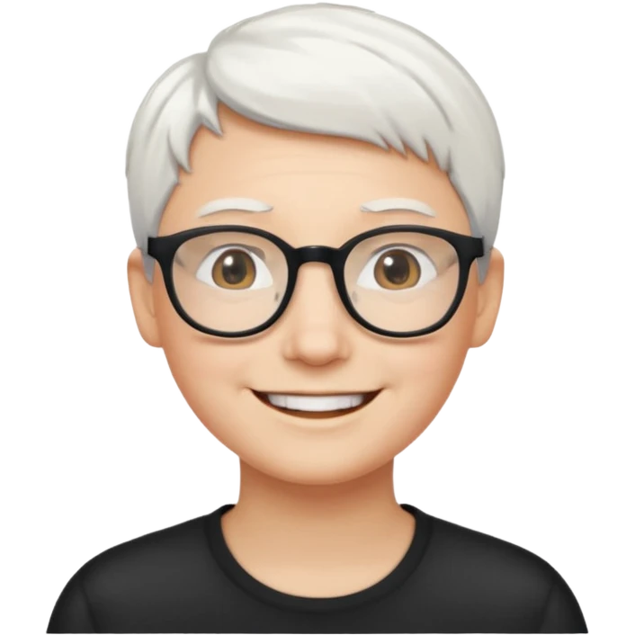 Personnes lunette cheveux blanc courts  emoji