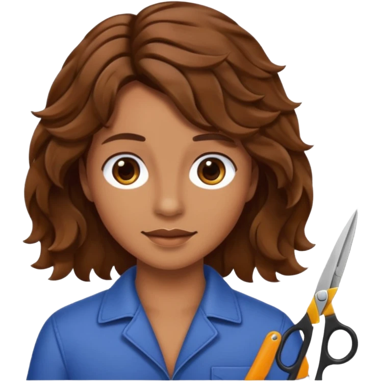 Brown wavy hair cut with scissors emoji