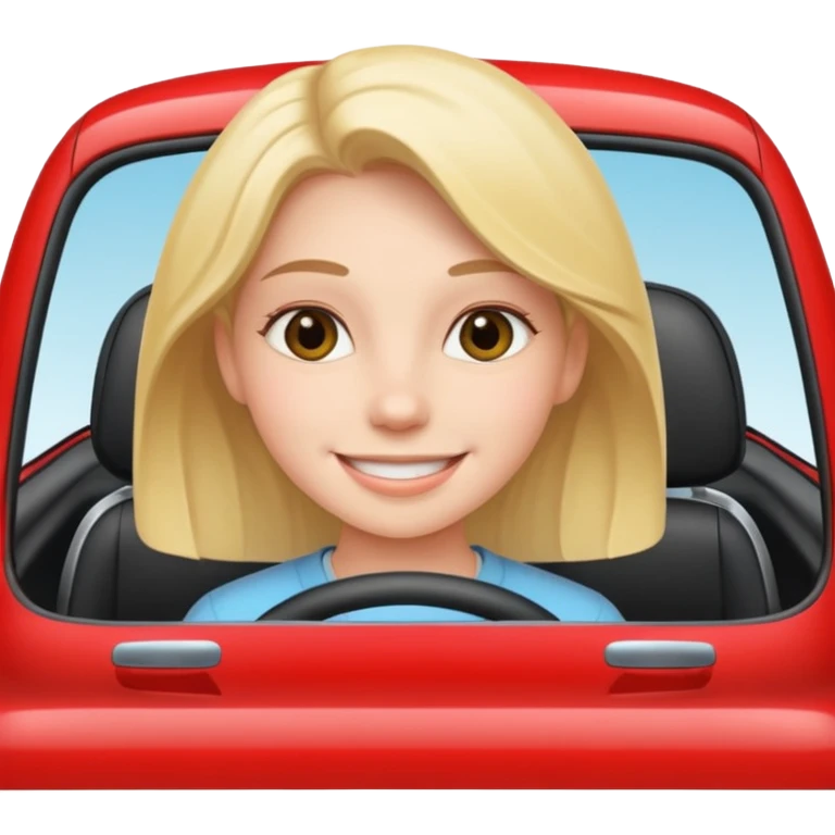 smiling girl in car emoji