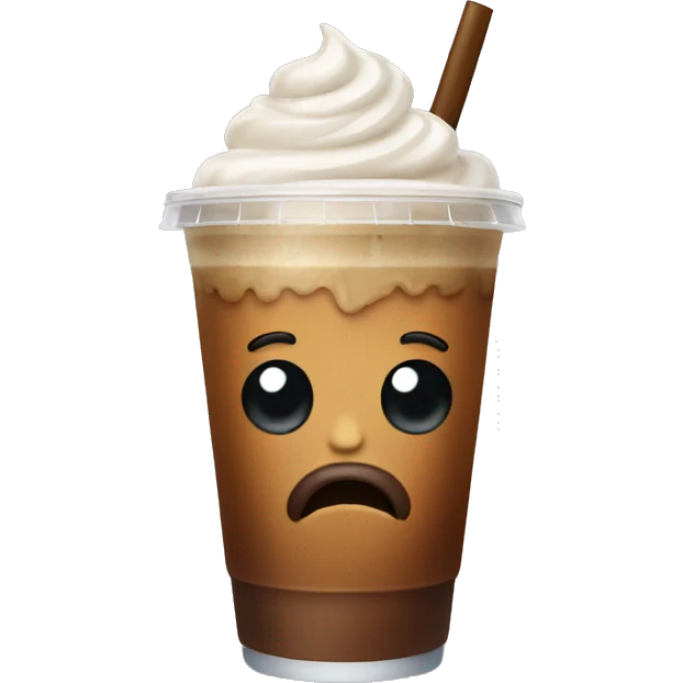 Iced coffee with brown wig on top emoji