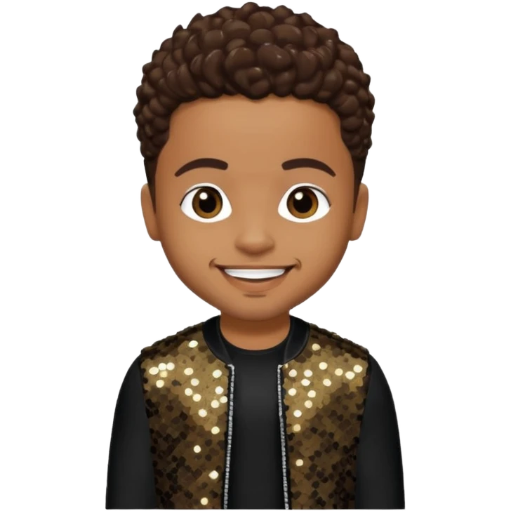 Raz-B from B2K with dark brown hair, black sequin outfit emoji