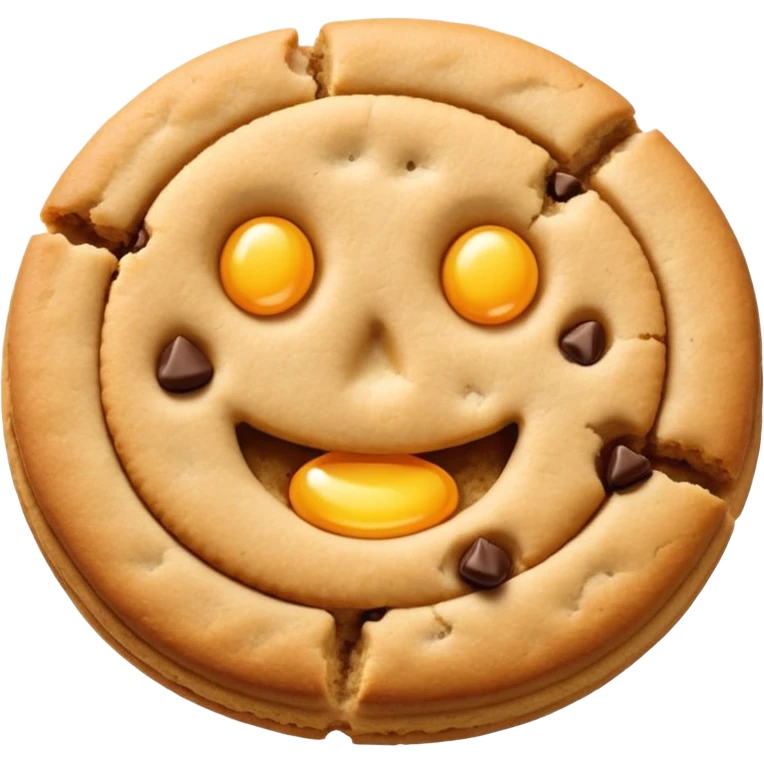 Two plain cookies, one bitten emoji