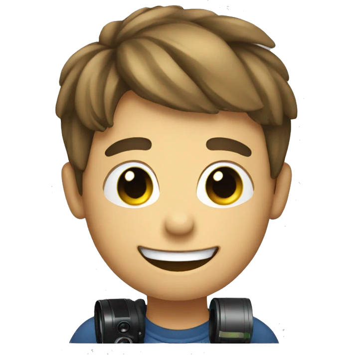 create a smiling boy emoji with camera photography emoji