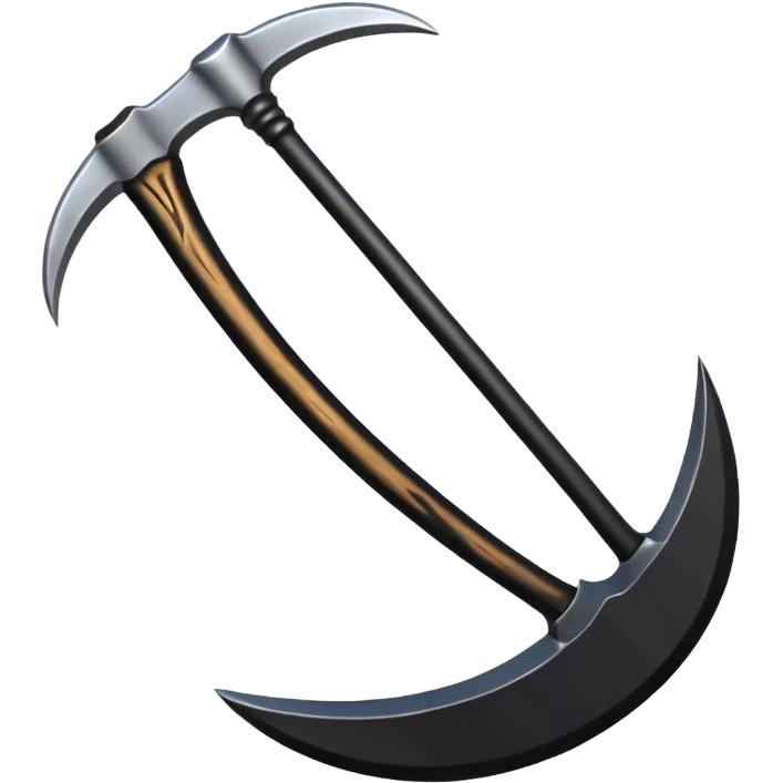 The scythe of the God of Death, a symbol of death, is long and straight, entirely in deep black. emoji