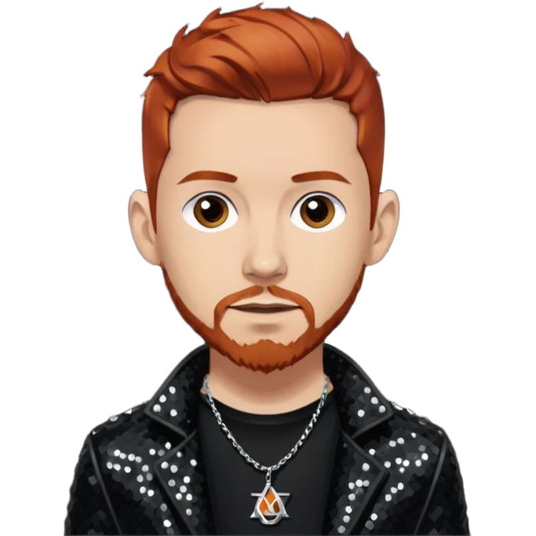 Dave Phoenix Farrell from Linkin Park with auburn hair, light skin, black sequin outfit emoji