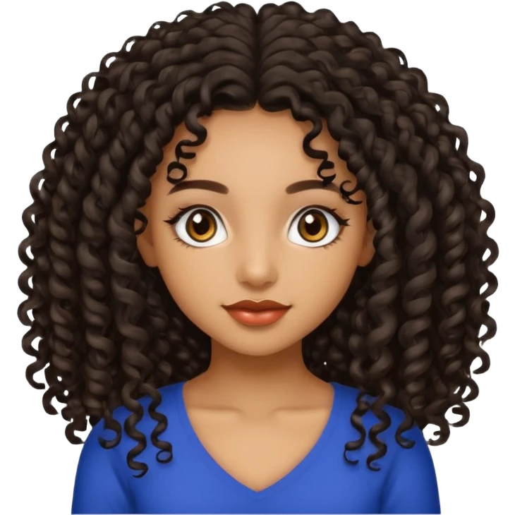 Beautiful Haitian and Puerto Rican girl with light brown skin and long black length very curly hair and beautiful hazel eyes emoji