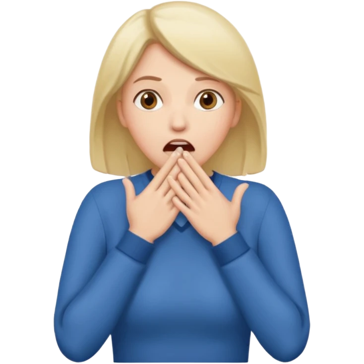 woman surprised with her hands over her mouth, full body emoji